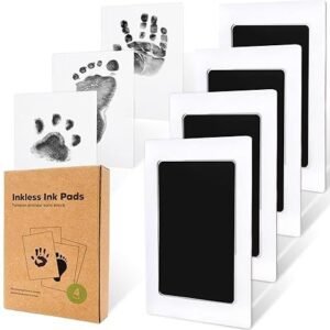 4-Pack Inkless Baby Hand & Footprint Kit – Mess-Free Keepsake Ink Pads (Jet Black)