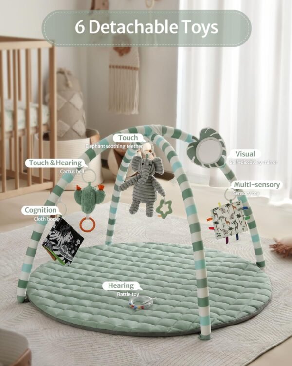 Diary Baby Play Gym Mat – Tummy Time Activity Mat with 6 Detachable Toys for Sensory & Motor Skill Development - Image 3